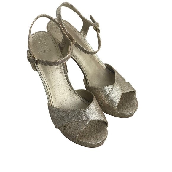 Guess women’s shoes crusted gold shimmer - Picture 4 of 8